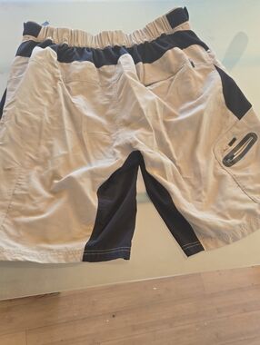 Athletic Two-Tone Beige and Black Men's Performance Shorts